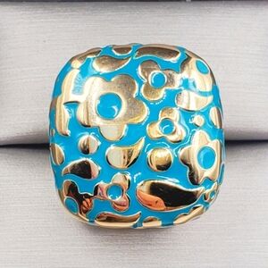 Blue Enamel Flower Ring